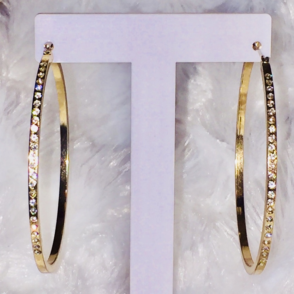 Crystal Hoop Earrings (Gold Tone)